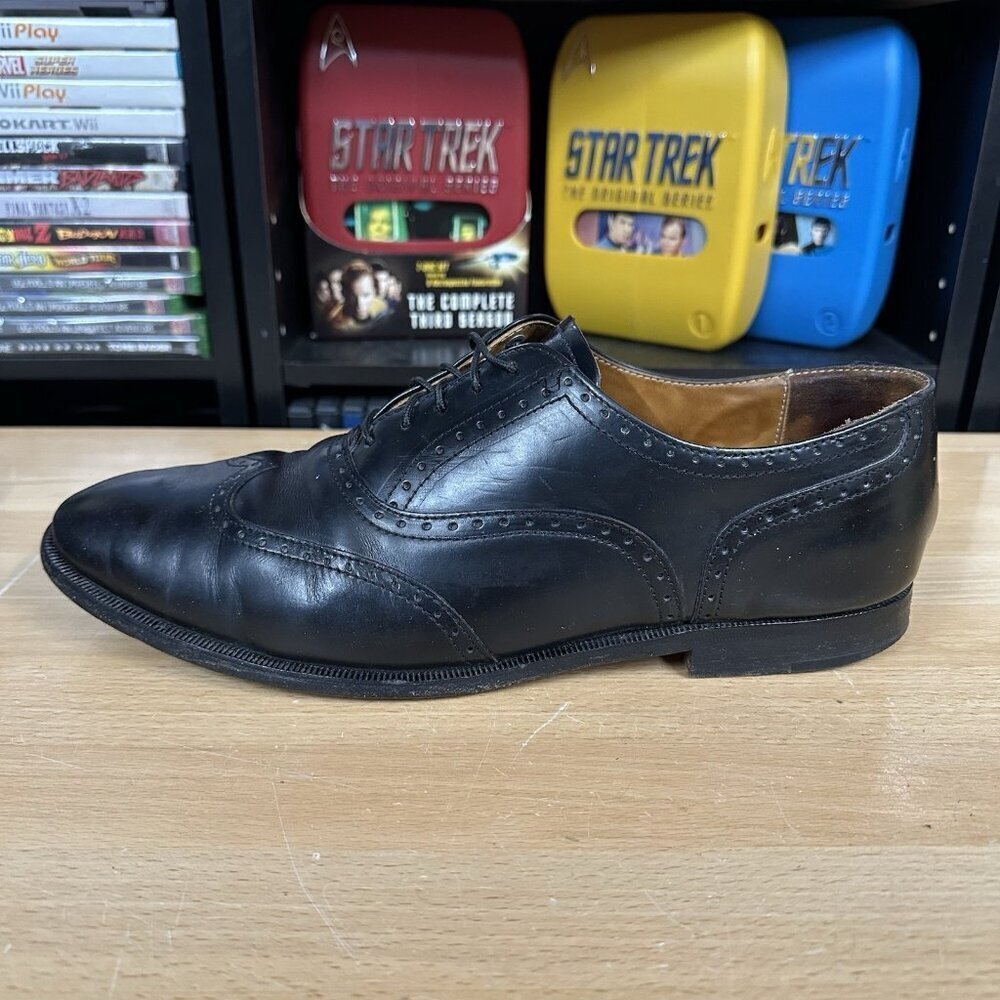 Cole Haan Mens Wingtip Oxford Dress Casual Shoes Black 12 Made In USA